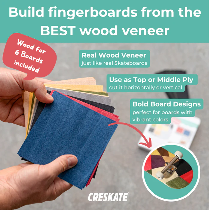 Creskate - Set De 6 Feuilles MDF Colorées Pour Fingerboard + Grip, Bois Personnalisé DIY