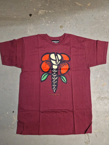 INSANE SKATEBOARDS: Screw Flower T-Shirt Burgandy