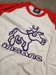 INSANE SKATEBOARDS: Madcow Contrast Raglan T-Shirt Long Sleeve Red