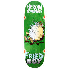 HEROIN SKATEBOARDS: Fried Boy (Dark Green Stain) Deck 10.4"