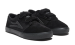 LAKAI SKATE SHOES: GRIFIN KIDS Black/Black velcro Sizes 1, 4.