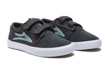 LAKAI SKATE SHOES: GRIFFIN KIDS Charcoal/Nile velcro Sizes 3, 4.