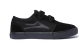 LAKAI SKATE SHOES: GRIFIN KIDS Black/Black velcro Sizes 1, 4.