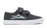 LAKAI SKATE SHOES: GRIFFIN KIDS Charcoal/Nile velcro Sizes 3, 4.